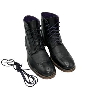 Ted Baker Mens Sealls 3 Black Leather Wingtip Round Toe Brogue Boots Size 11